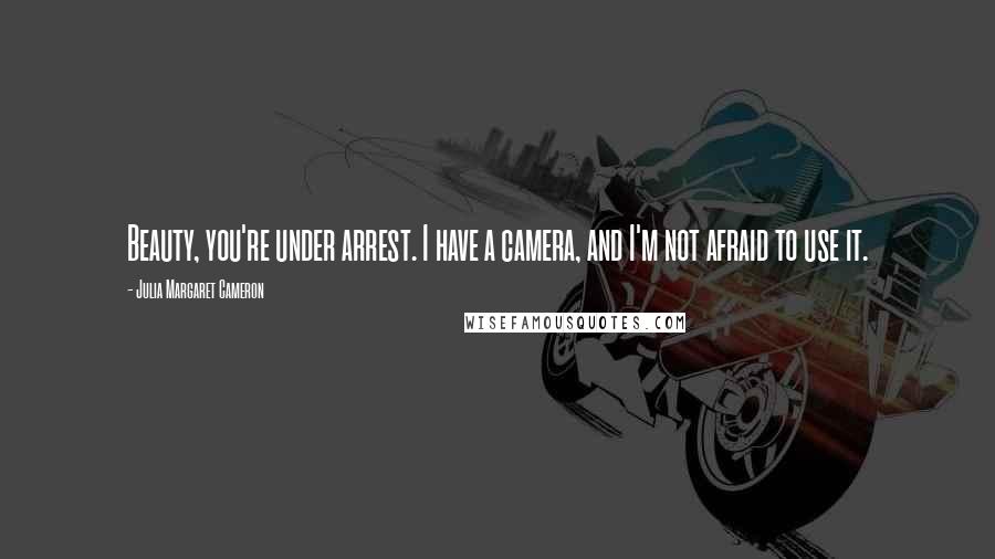 Julia Margaret Cameron Quotes: Beauty, you're under arrest. I have a camera, and I'm not afraid to use it.