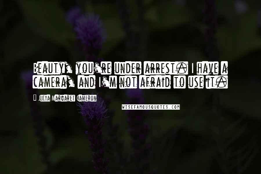 Julia Margaret Cameron Quotes: Beauty, you're under arrest. I have a camera, and I'm not afraid to use it.