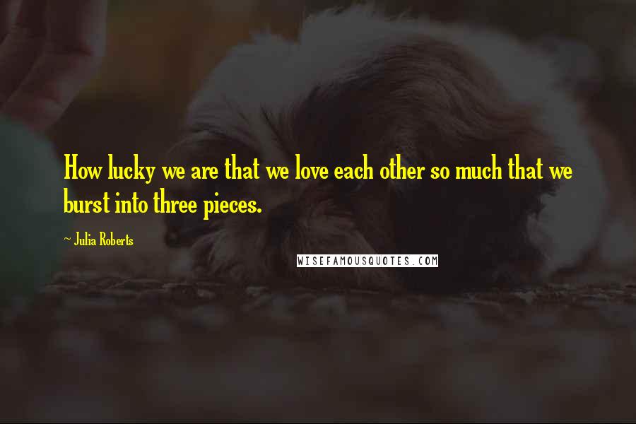 Julia Roberts Quotes: How lucky we are that we love each other so much that we burst into three pieces.