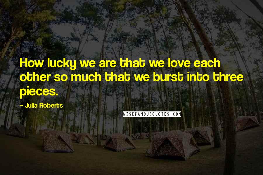 Julia Roberts Quotes: How lucky we are that we love each other so much that we burst into three pieces.