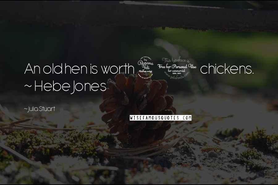 Julia Stuart Quotes: An old hen is worth 40 chickens. ~ Hebe Jones