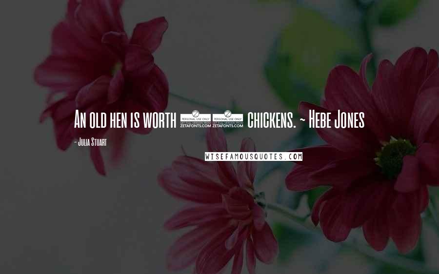 Julia Stuart Quotes: An old hen is worth 40 chickens. ~ Hebe Jones