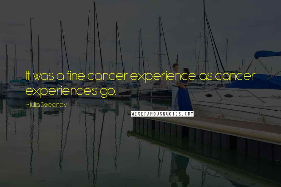 Julia Sweeney Quotes: It was a fine cancer experience, as cancer experiences go.