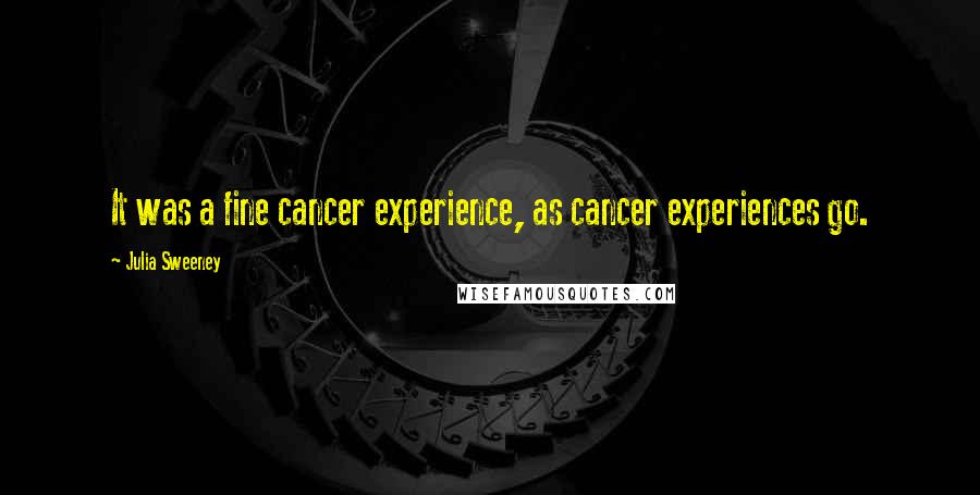 Julia Sweeney Quotes: It was a fine cancer experience, as cancer experiences go.