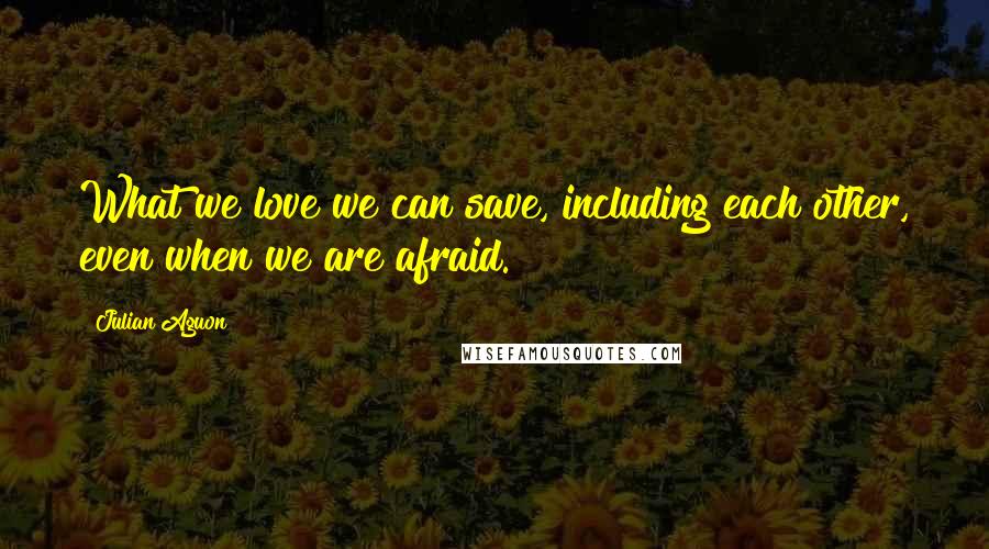 Julian Aguon Quotes: What we love we can save, including each other, even when we are afraid.