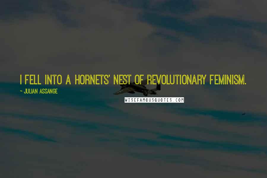 Julian Assange Quotes: I fell into a hornets' nest of revolutionary feminism.