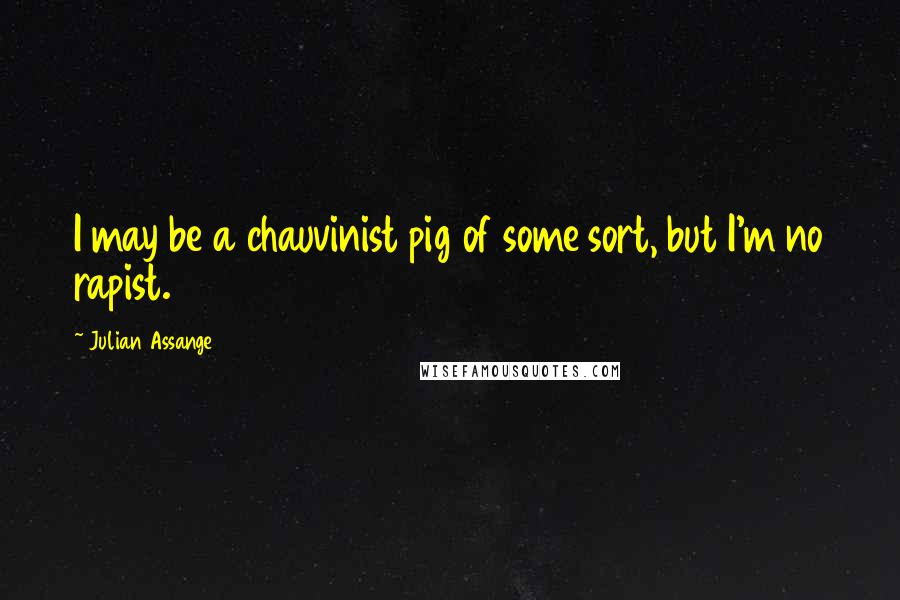 Julian Assange Quotes: I may be a chauvinist pig of some sort, but I'm no rapist.