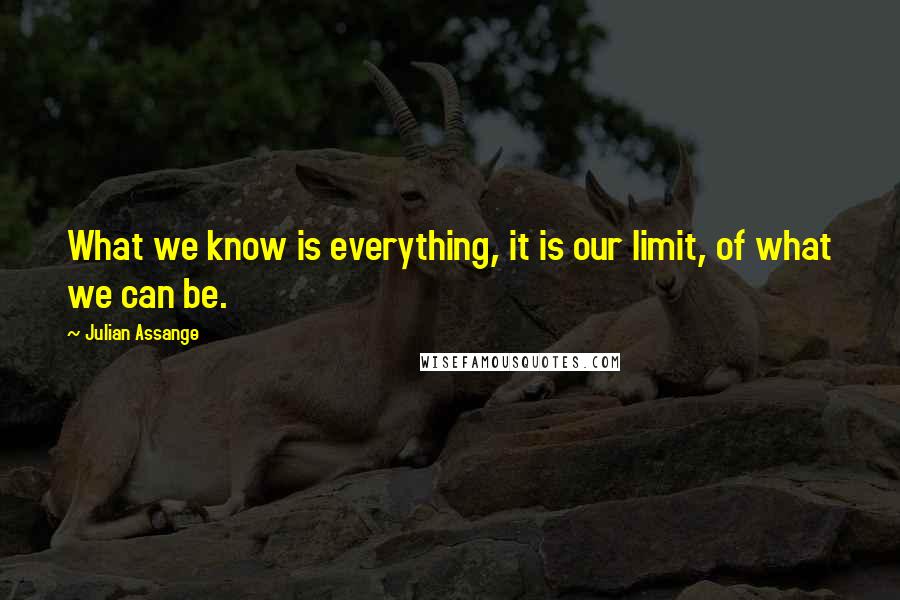 Julian Assange Quotes: What we know is everything, it is our limit, of what we can be.