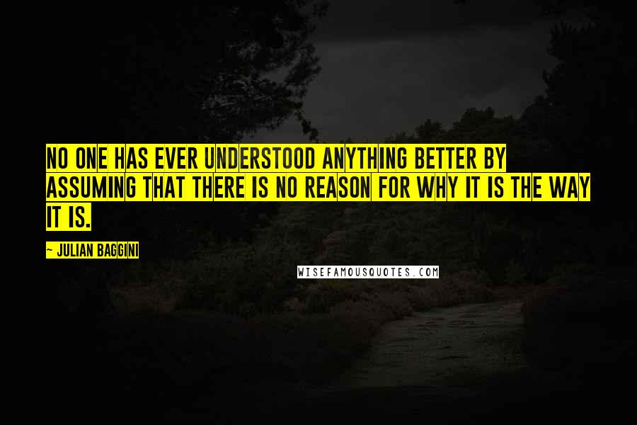 Julian Baggini Quotes: No one has ever understood anything better by assuming that there is no reason for why it is the way it is.