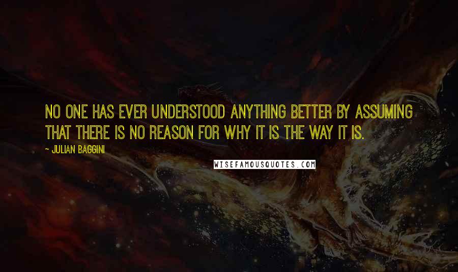 Julian Baggini Quotes: No one has ever understood anything better by assuming that there is no reason for why it is the way it is.