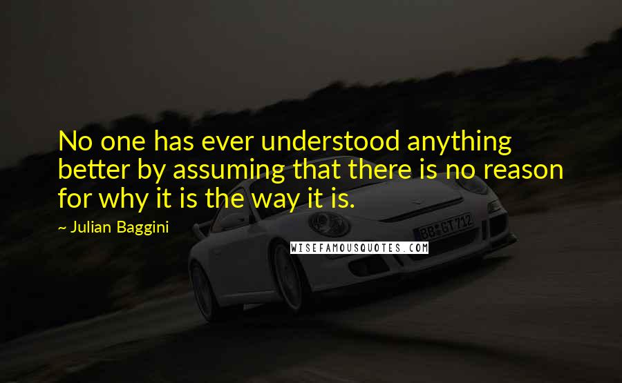 Julian Baggini Quotes: No one has ever understood anything better by assuming that there is no reason for why it is the way it is.