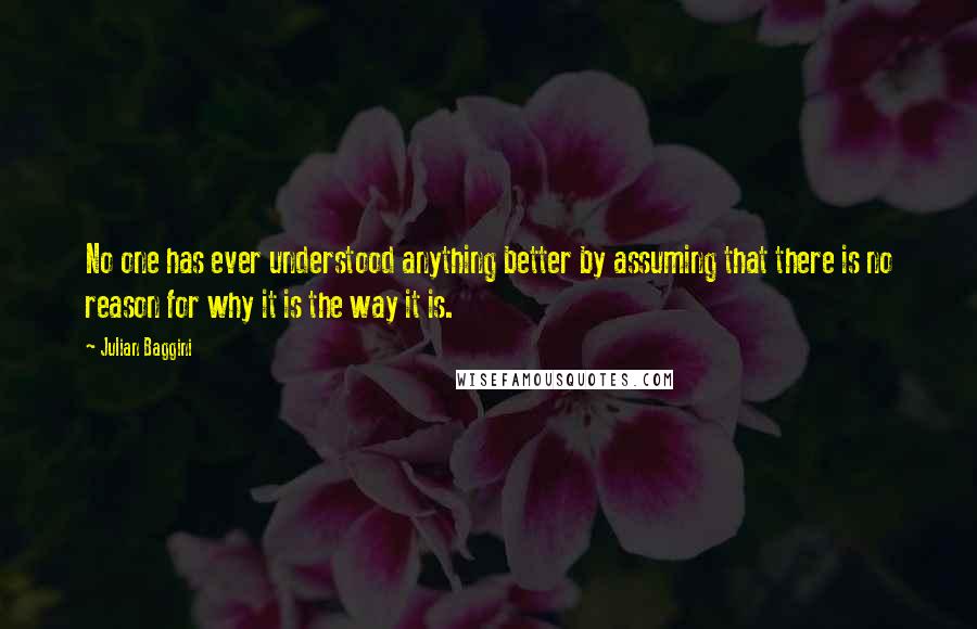 Julian Baggini Quotes: No one has ever understood anything better by assuming that there is no reason for why it is the way it is.