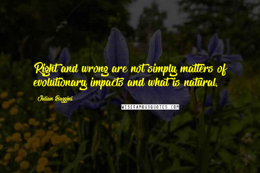 Julian Baggini Quotes: Right and wrong are not simply matters of evolutionary impacts and what is natural.