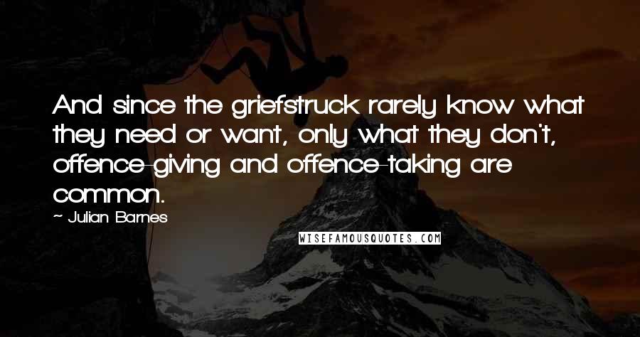 Julian Barnes Quotes: And since the griefstruck rarely know what they need or want, only what they don't, offence-giving and offence-taking are common.