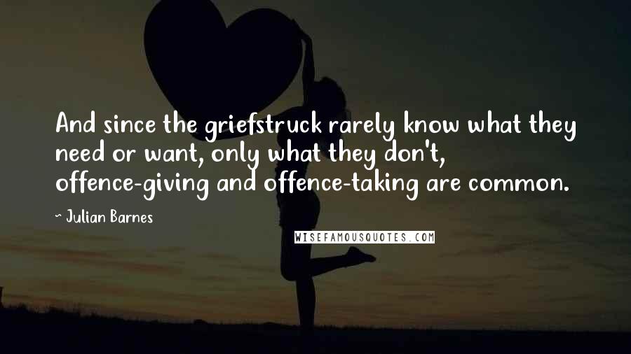 Julian Barnes Quotes: And since the griefstruck rarely know what they need or want, only what they don't, offence-giving and offence-taking are common.