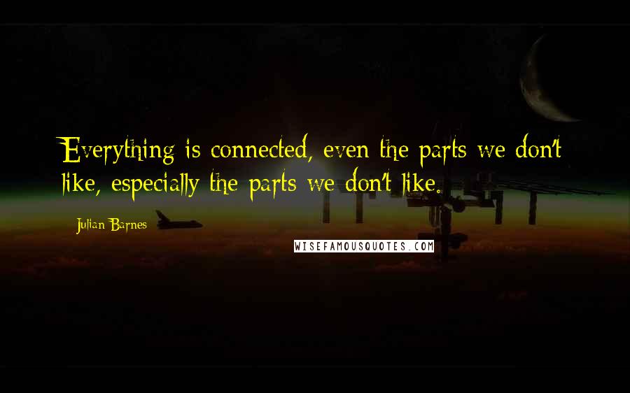 Julian Barnes Quotes: Everything is connected, even the parts we don't like, especially the parts we don't like.