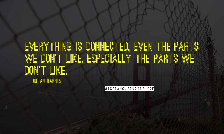 Julian Barnes Quotes: Everything is connected, even the parts we don't like, especially the parts we don't like.