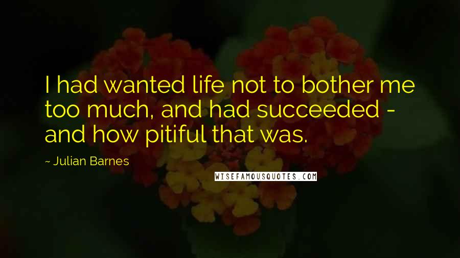 Julian Barnes Quotes: I had wanted life not to bother me too much, and had succeeded - and how pitiful that was.