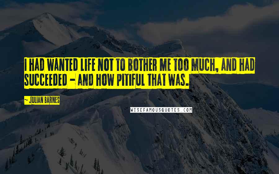 Julian Barnes Quotes: I had wanted life not to bother me too much, and had succeeded - and how pitiful that was.