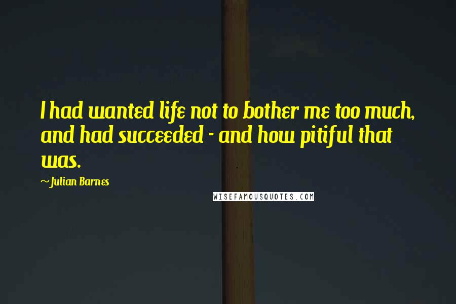 Julian Barnes Quotes: I had wanted life not to bother me too much, and had succeeded - and how pitiful that was.