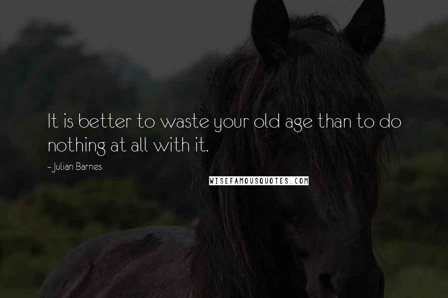 Julian Barnes Quotes: It is better to waste your old age than to do nothing at all with it.