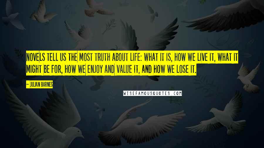 Julian Barnes Quotes: Novels tell us the most truth about life: what it is, how we live it, what it might be for, how we enjoy and value it, and how we lose it.
