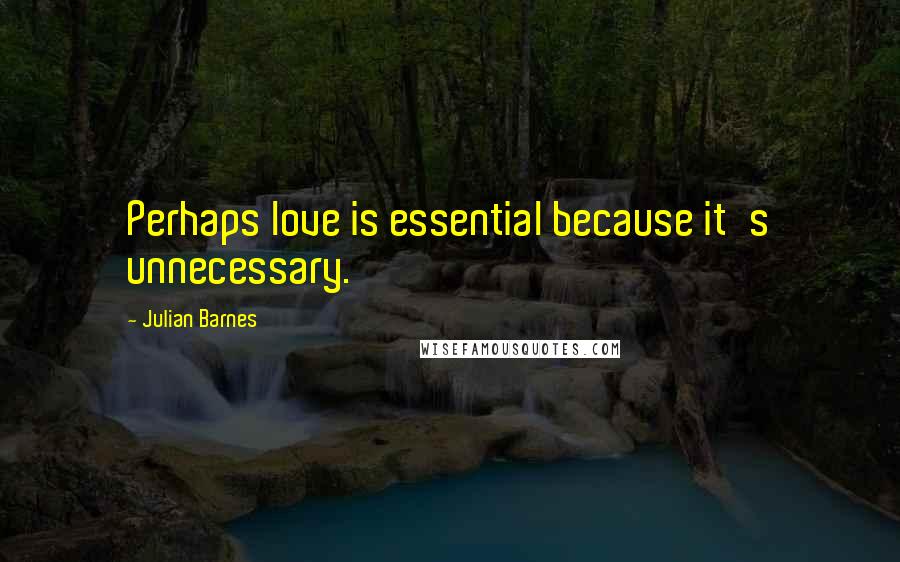 Julian Barnes Quotes: Perhaps love is essential because it's unnecessary.