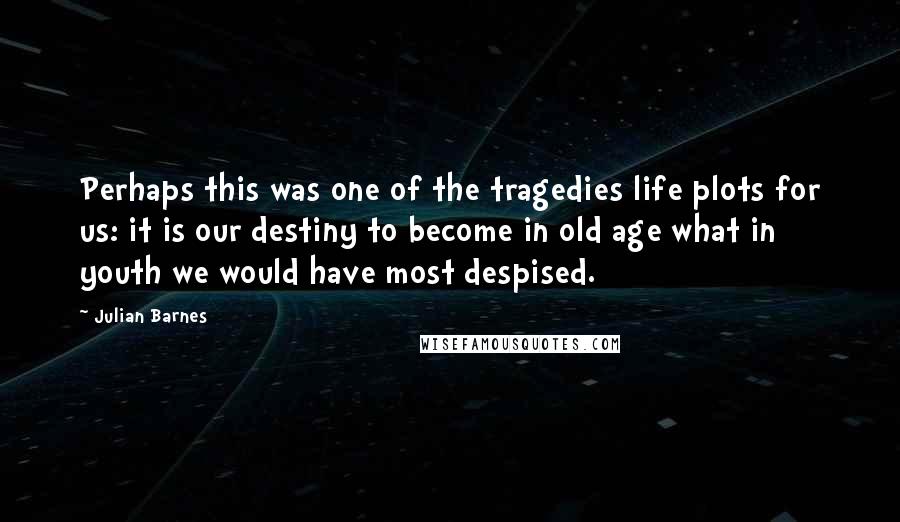 Julian Barnes Quotes: Perhaps this was one of the tragedies life plots for us: it is our destiny to become in old age what in youth we would have most despised.