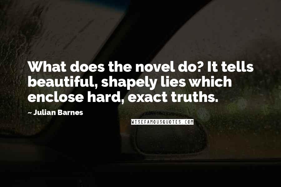 Julian Barnes Quotes: What does the novel do? It tells beautiful, shapely lies which enclose hard, exact truths.