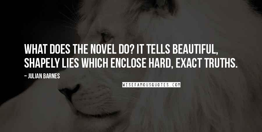 Julian Barnes Quotes: What does the novel do? It tells beautiful, shapely lies which enclose hard, exact truths.