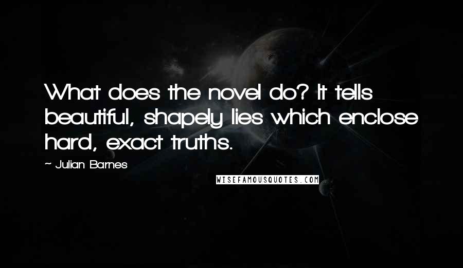 Julian Barnes Quotes: What does the novel do? It tells beautiful, shapely lies which enclose hard, exact truths.