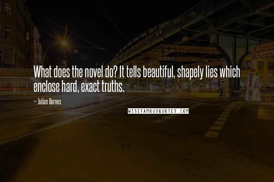 Julian Barnes Quotes: What does the novel do? It tells beautiful, shapely lies which enclose hard, exact truths.