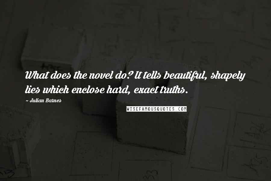 Julian Barnes Quotes: What does the novel do? It tells beautiful, shapely lies which enclose hard, exact truths.