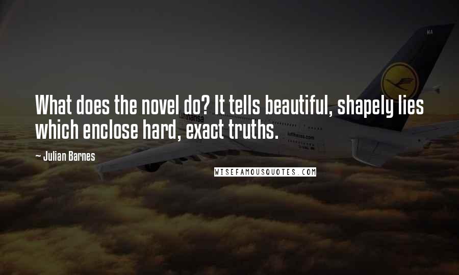 Julian Barnes Quotes: What does the novel do? It tells beautiful, shapely lies which enclose hard, exact truths.