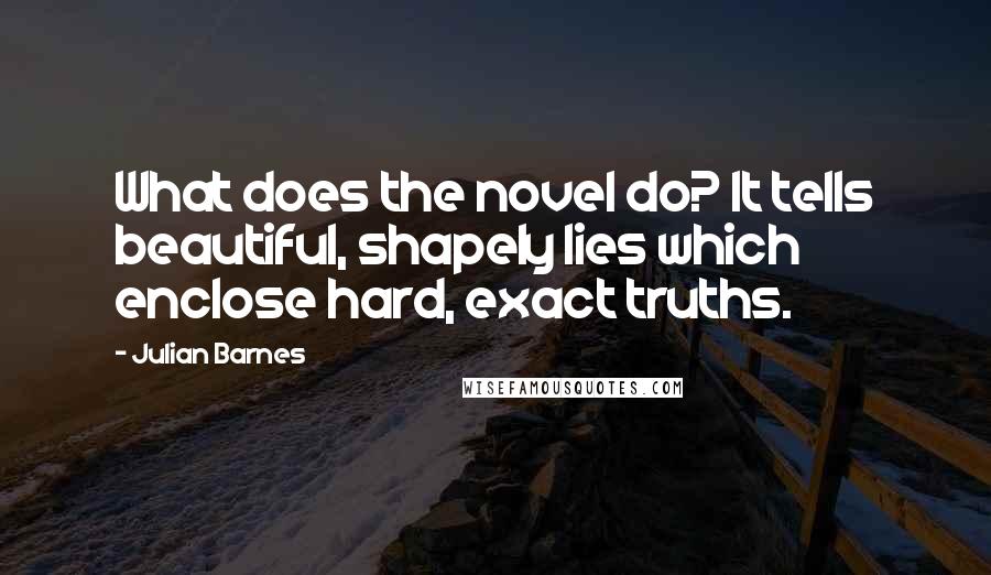 Julian Barnes Quotes: What does the novel do? It tells beautiful, shapely lies which enclose hard, exact truths.