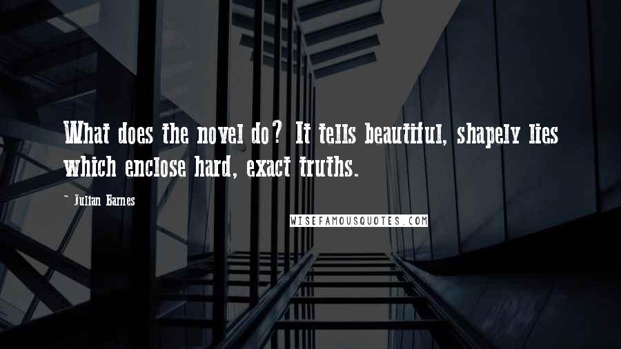 Julian Barnes Quotes: What does the novel do? It tells beautiful, shapely lies which enclose hard, exact truths.