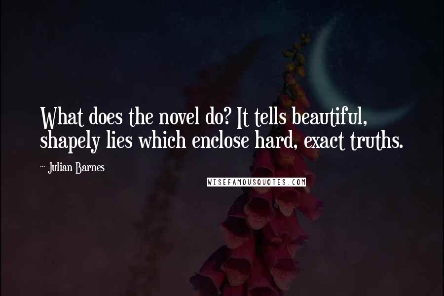Julian Barnes Quotes: What does the novel do? It tells beautiful, shapely lies which enclose hard, exact truths.