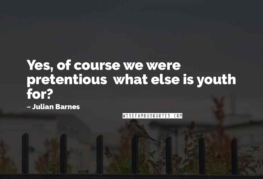 Julian Barnes Quotes: Yes, of course we were pretentious what else is youth for?