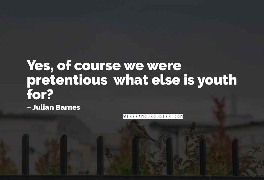 Julian Barnes Quotes: Yes, of course we were pretentious  what else is youth for?