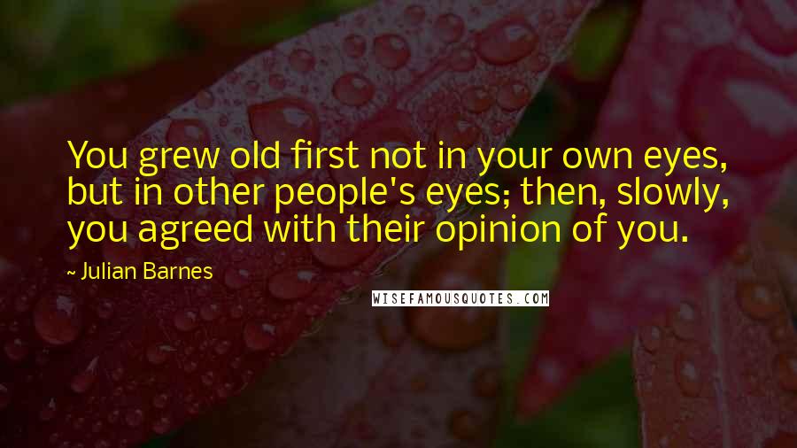 Julian Barnes Quotes: You grew old first not in your own eyes, but in other people's eyes; then, slowly, you agreed with their opinion of you.