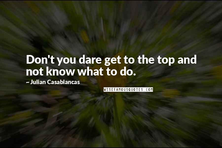 Julian Casablancas Quotes: Don't you dare get to the top and not know what to do.