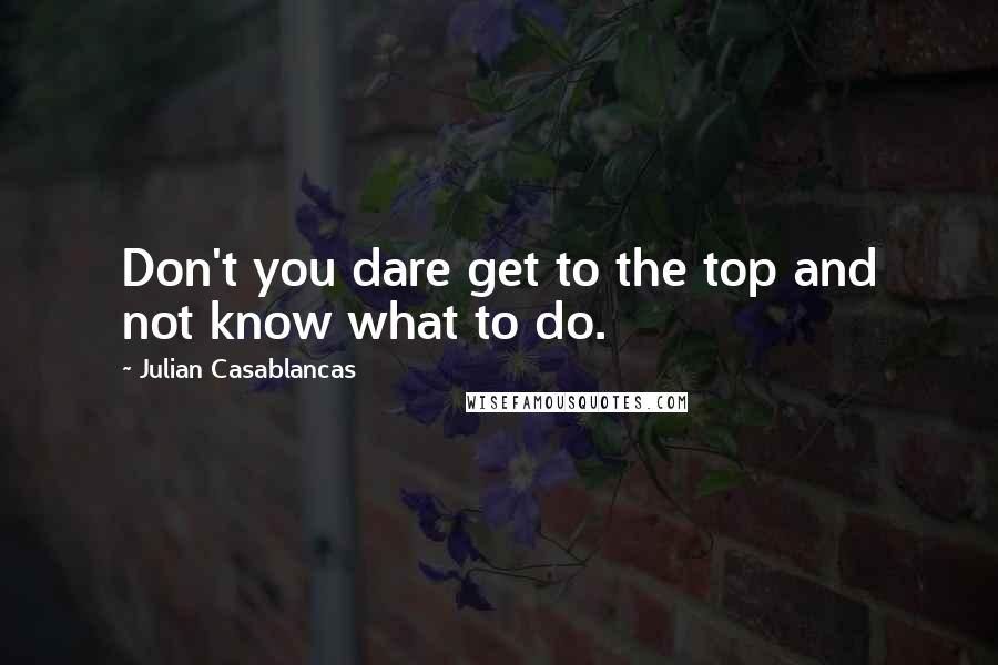 Julian Casablancas Quotes: Don't you dare get to the top and not know what to do.