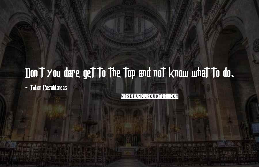 Julian Casablancas Quotes: Don't you dare get to the top and not know what to do.