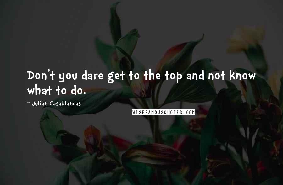 Julian Casablancas Quotes: Don't you dare get to the top and not know what to do.