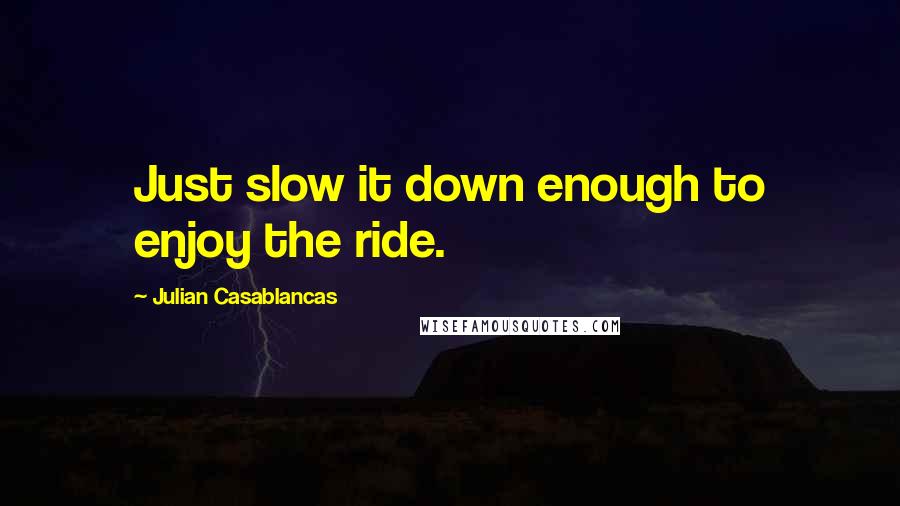 Julian Casablancas Quotes: Just slow it down enough to enjoy the ride.