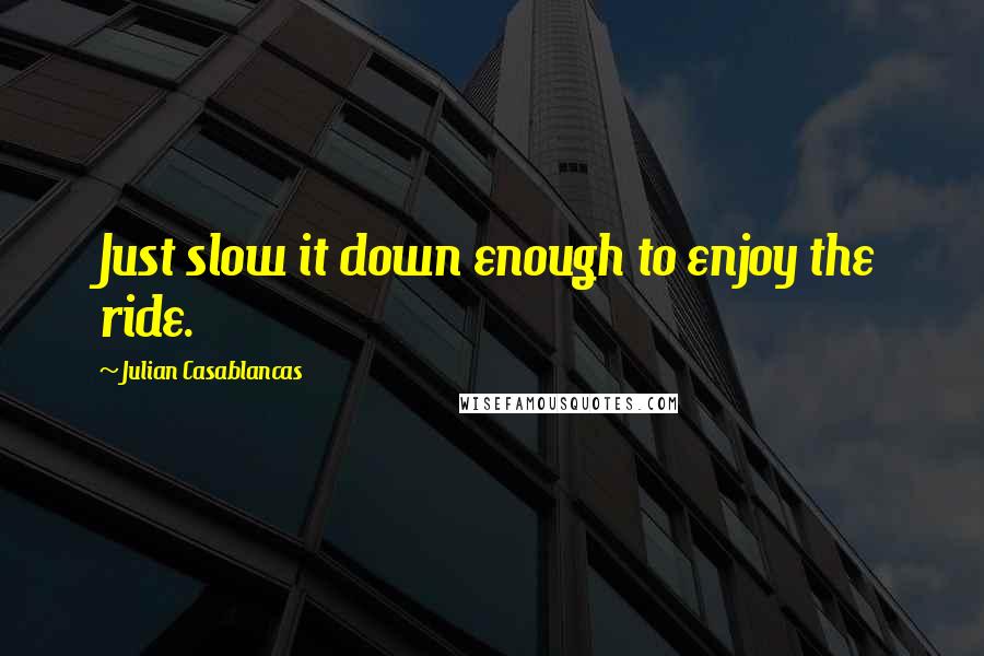 Julian Casablancas Quotes: Just slow it down enough to enjoy the ride.