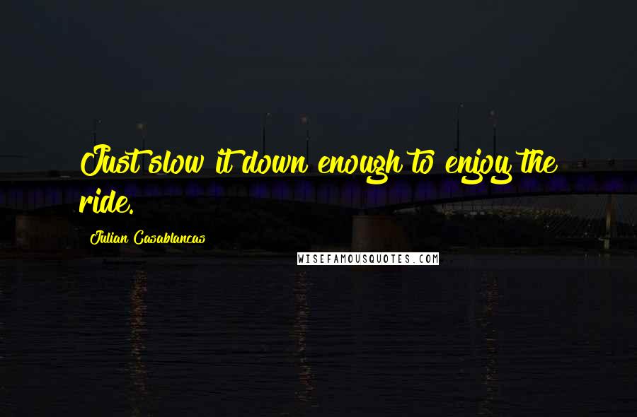 Julian Casablancas Quotes: Just slow it down enough to enjoy the ride.