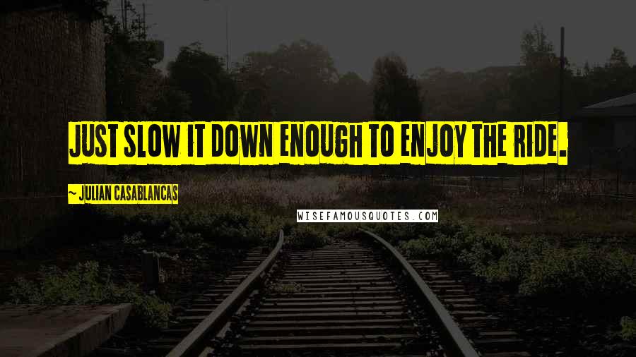 Julian Casablancas Quotes: Just slow it down enough to enjoy the ride.