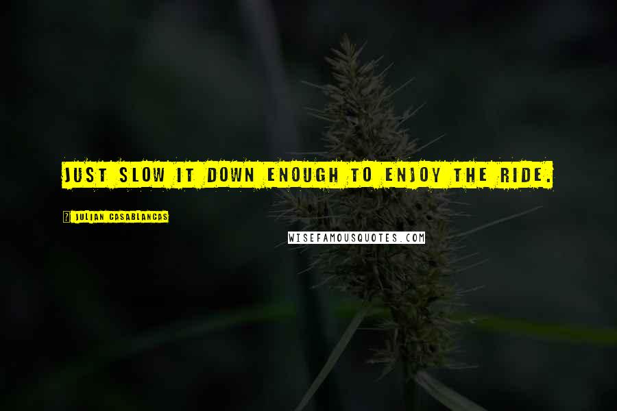 Julian Casablancas Quotes: Just slow it down enough to enjoy the ride.