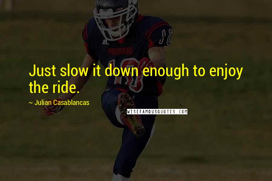 Julian Casablancas Quotes: Just slow it down enough to enjoy the ride.